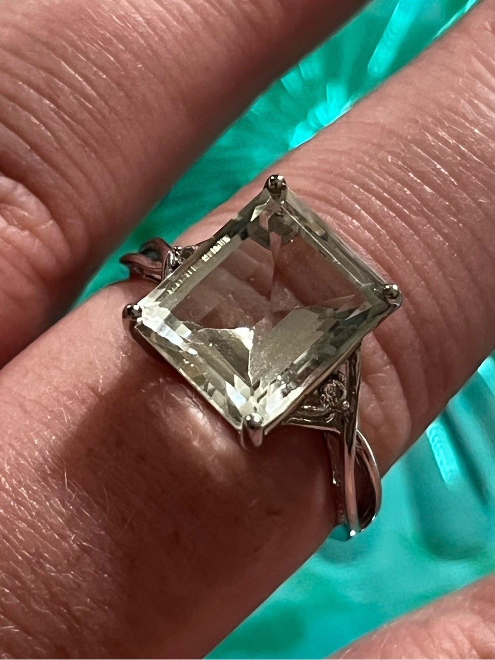 Stella Grace Sterling Silver 925 Green Quartz White Topaz Size 9.25 Ring